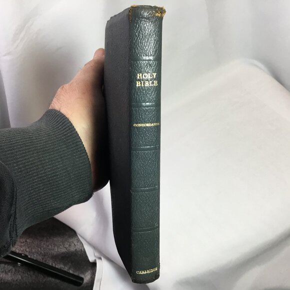 Cambridge Holy Bible Concordance Morocco Black Leather Vintage Not Red Letter - Picture 1 of 15